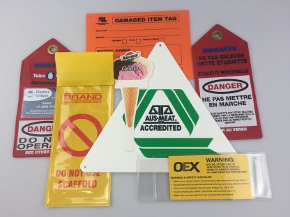 OHS or WHS Danger Tags, Isolation Tags, Damaged Item Tags and other related signage