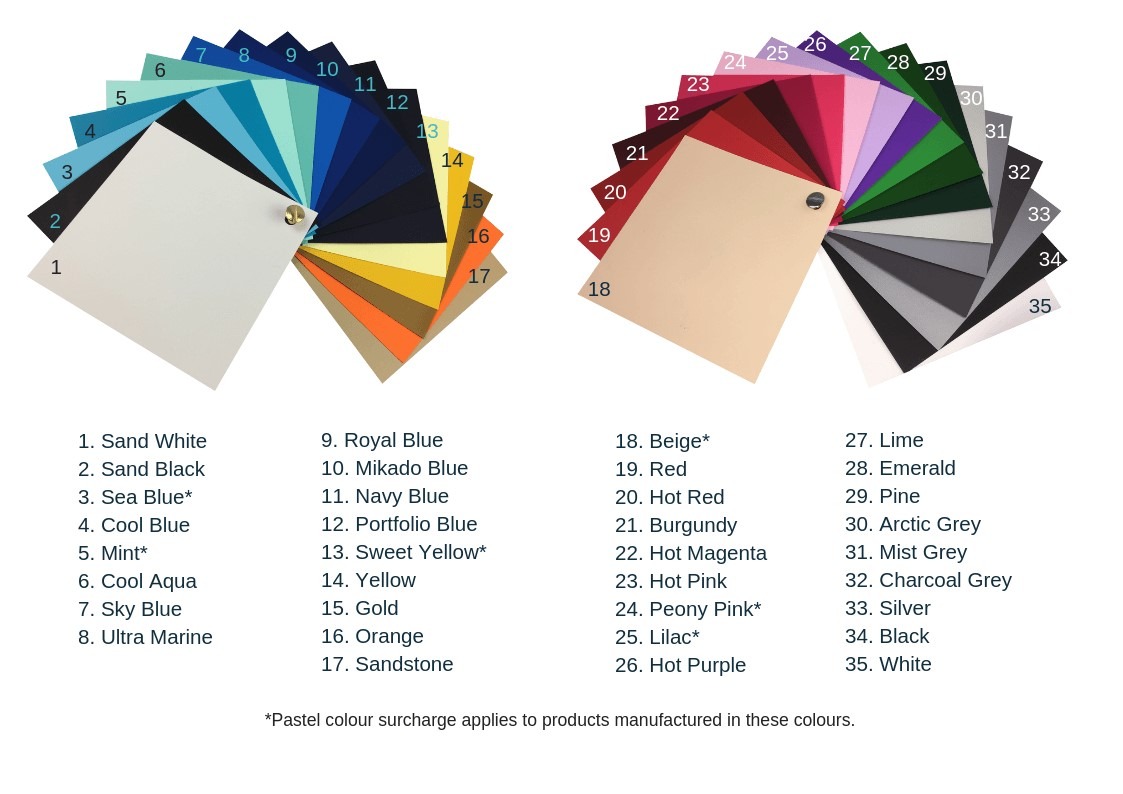 Plastics Unique Standard PVC Vinyl Colour Range