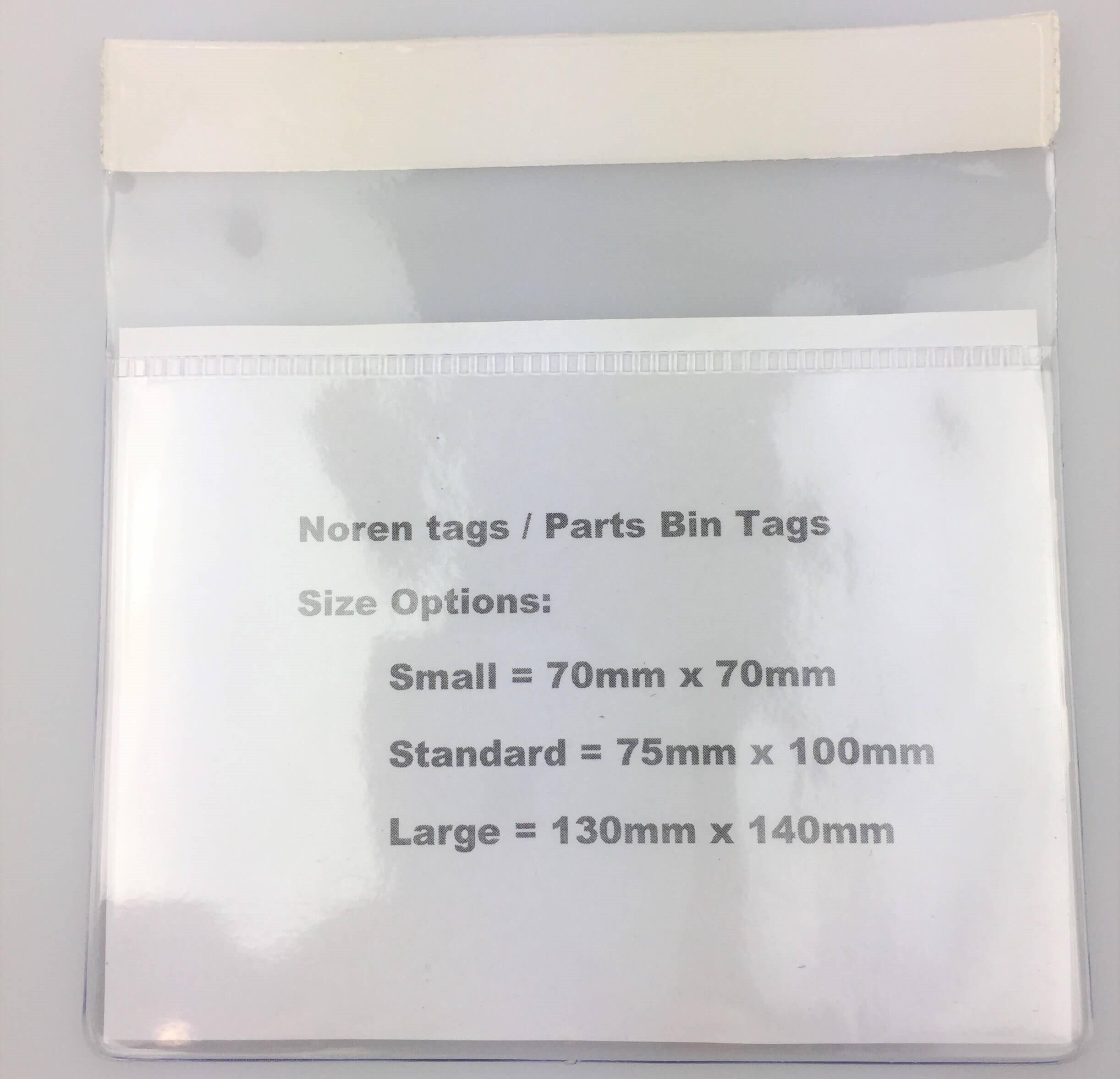 Noren Tags or Part Bin Tags in three standard sizes or custom made to any size you like